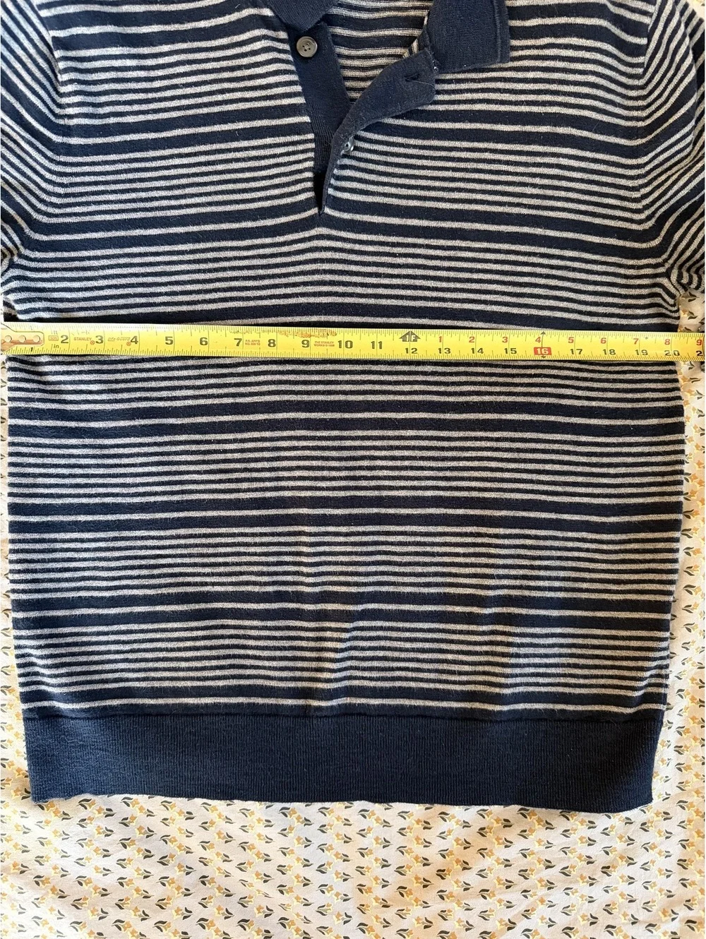 Banana Republic Men's Medium Striped Polo Shirt 100% Organic Cotton